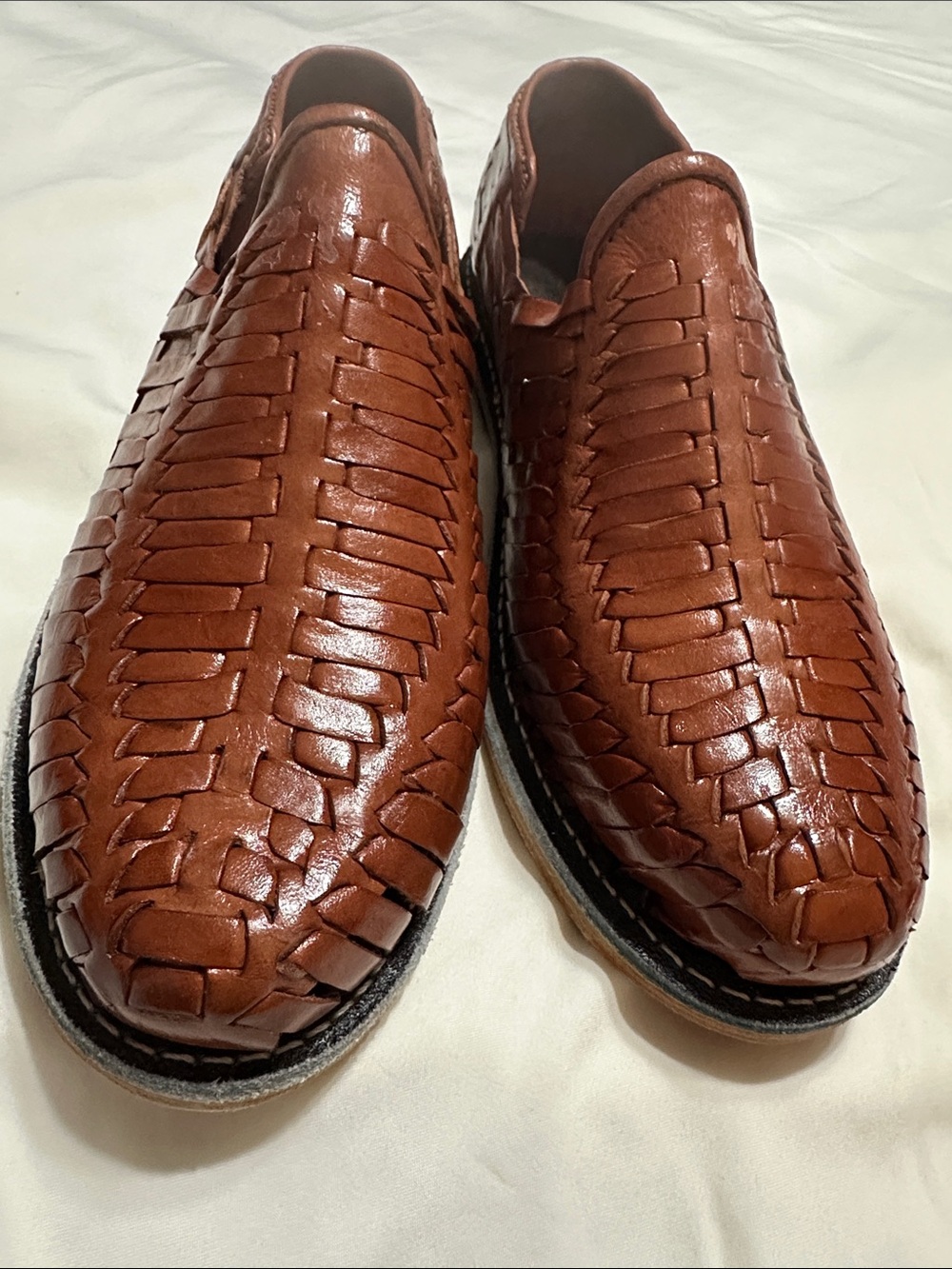 Source Unknown Woven Leather Slip-On Loafers - Brown